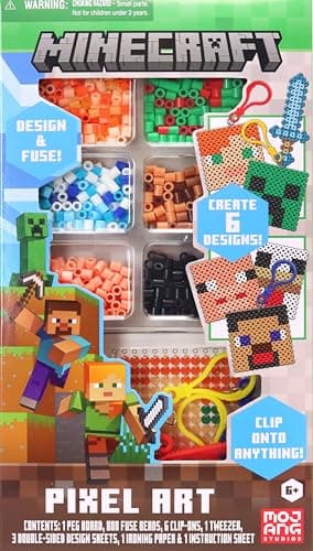 Tara Toys Minecraft Pixel Art Bead Kit 800 Beads Templates Pegboards Build Minecraft Pixel Characters Tools Creative Craft Toy for Kids Ages 6