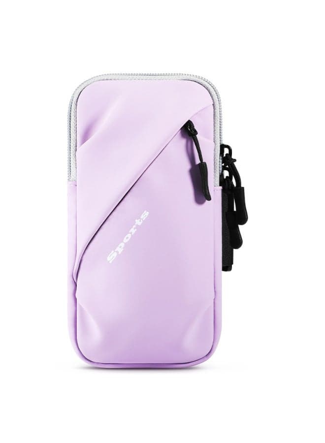 Unisex Running Arm Bag Outdoor Sports Phone Sleeve Waterproof Breathable Lightweight PU Leather Wrist Pouch For Men And Women-Color:Purple