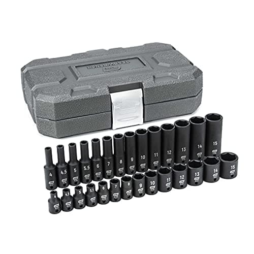 GEARWRENCH 28 Pc. 1/4" Drive 6 Pt. Standard & Deep Impact Socket Set, Metric - 84901