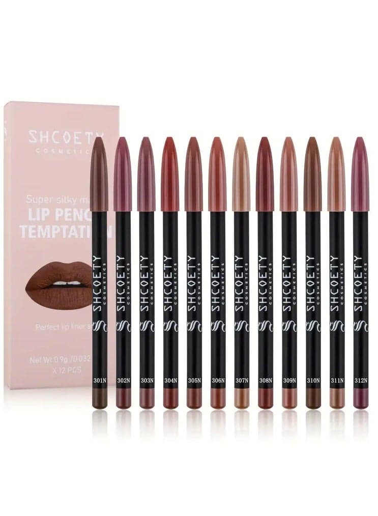 12Pcs Matte Non-stick Lip Liner, Long-lasting Waterproof Lip Liner Gift Box Set Lip Makeup Ideal For Mother's Day Makeup Set
