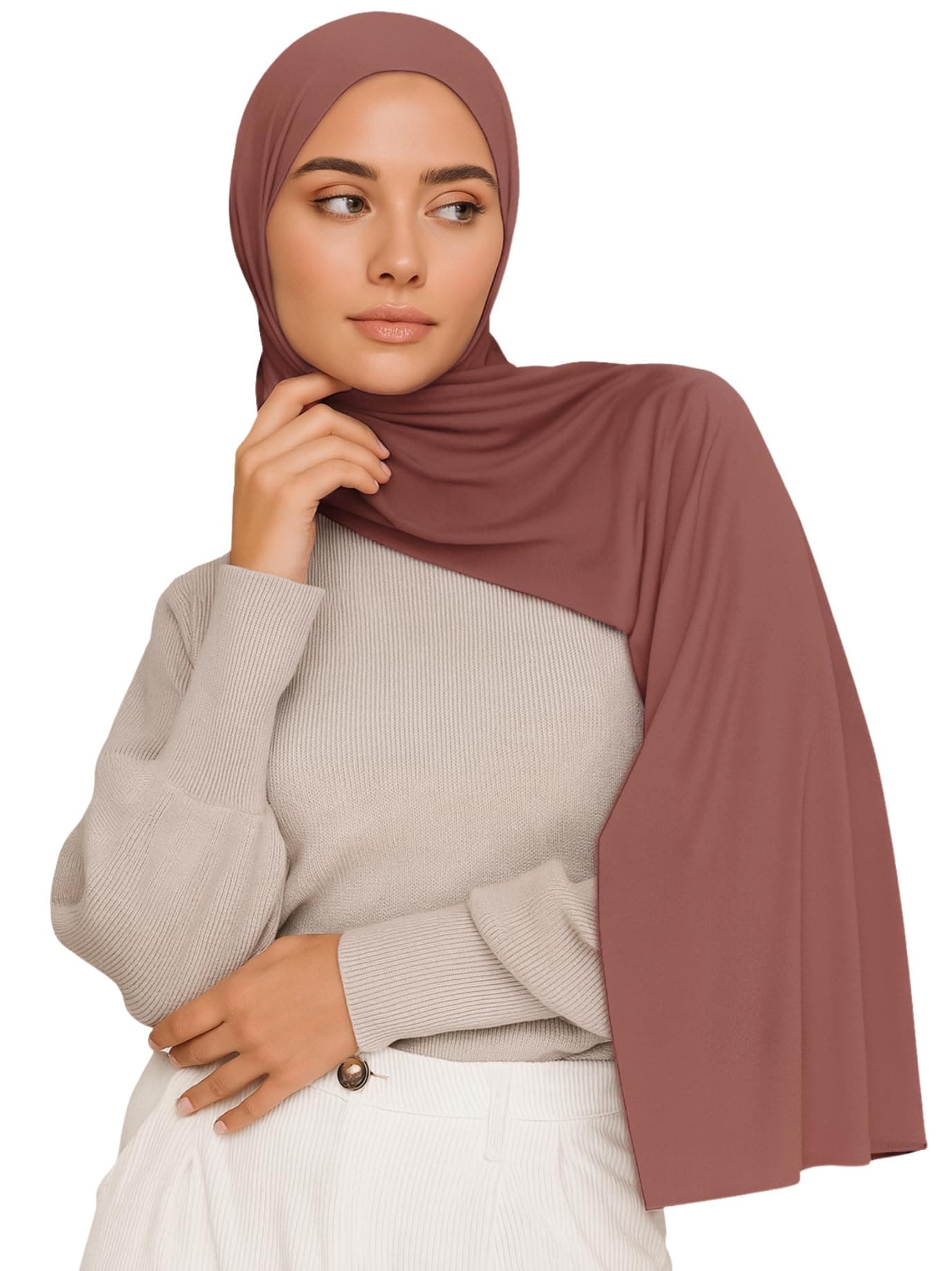 VOILE CHIC Premium Jersey Hijab Scarf For Women - Islamic Head Scarf Wrap Hijabs - Mocha