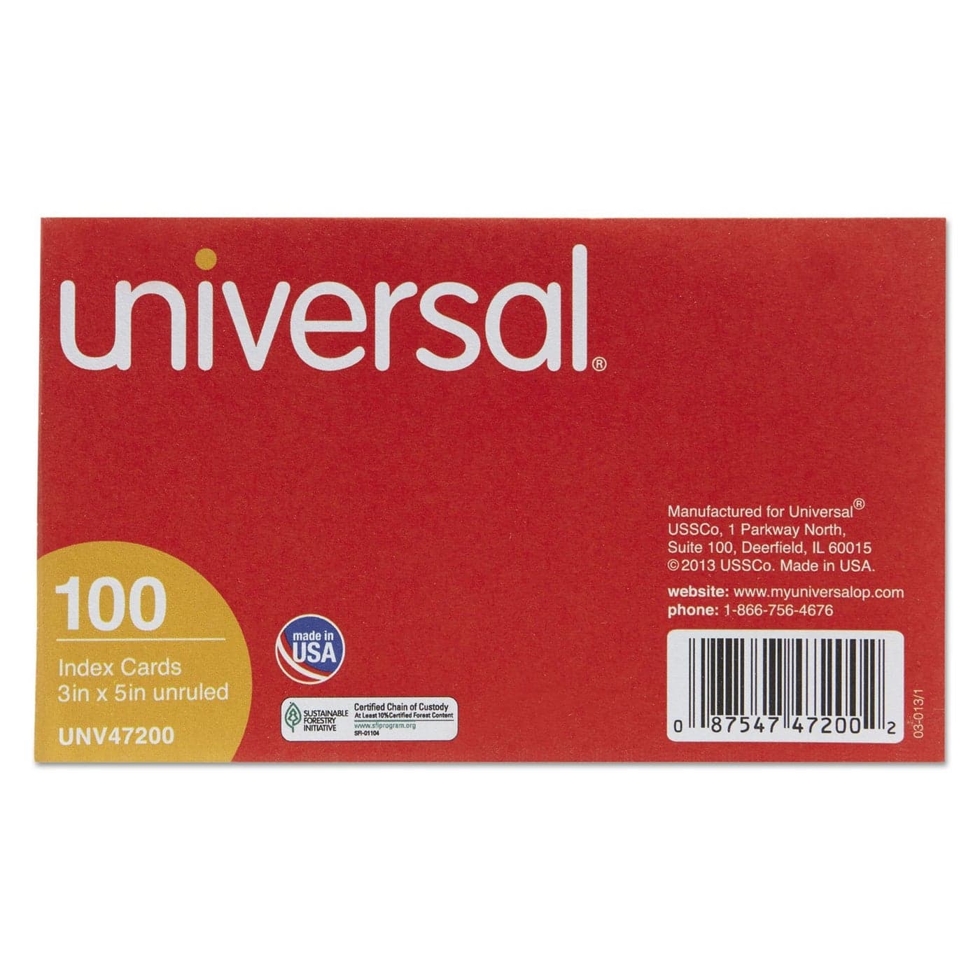 Universal Unruled Index Cards 3 X 5 White 100pack