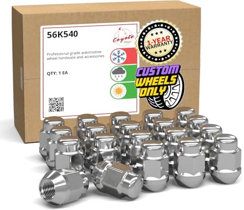 Wheel Accessories Parts 20 Pcs 7/16"-20 Thread Bulge Acorn 35mm 1.38" Long Lug Nuts Chrome 13/16" 21mm Hex Fits Many Classic Chevrolet, Buick, Pontiac Vehicles