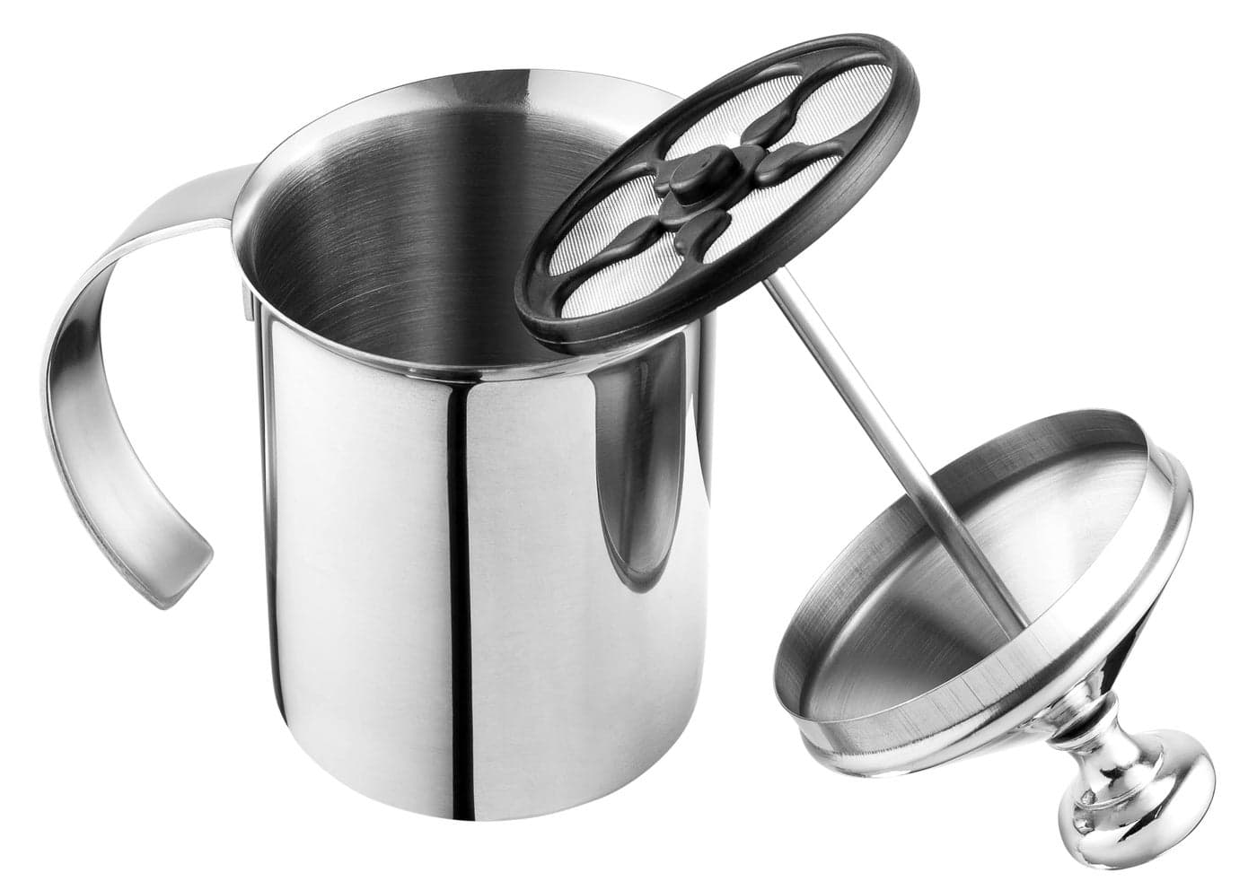 Bellemain Milk Frother Handheld Thick Creamy Milk Foam Maker Warm Cold Milk Foamer Stainless Steel Hand Held Frother for Coffee Latte Cappuccino Frappe Matcha Hot Chocolate 14 oz