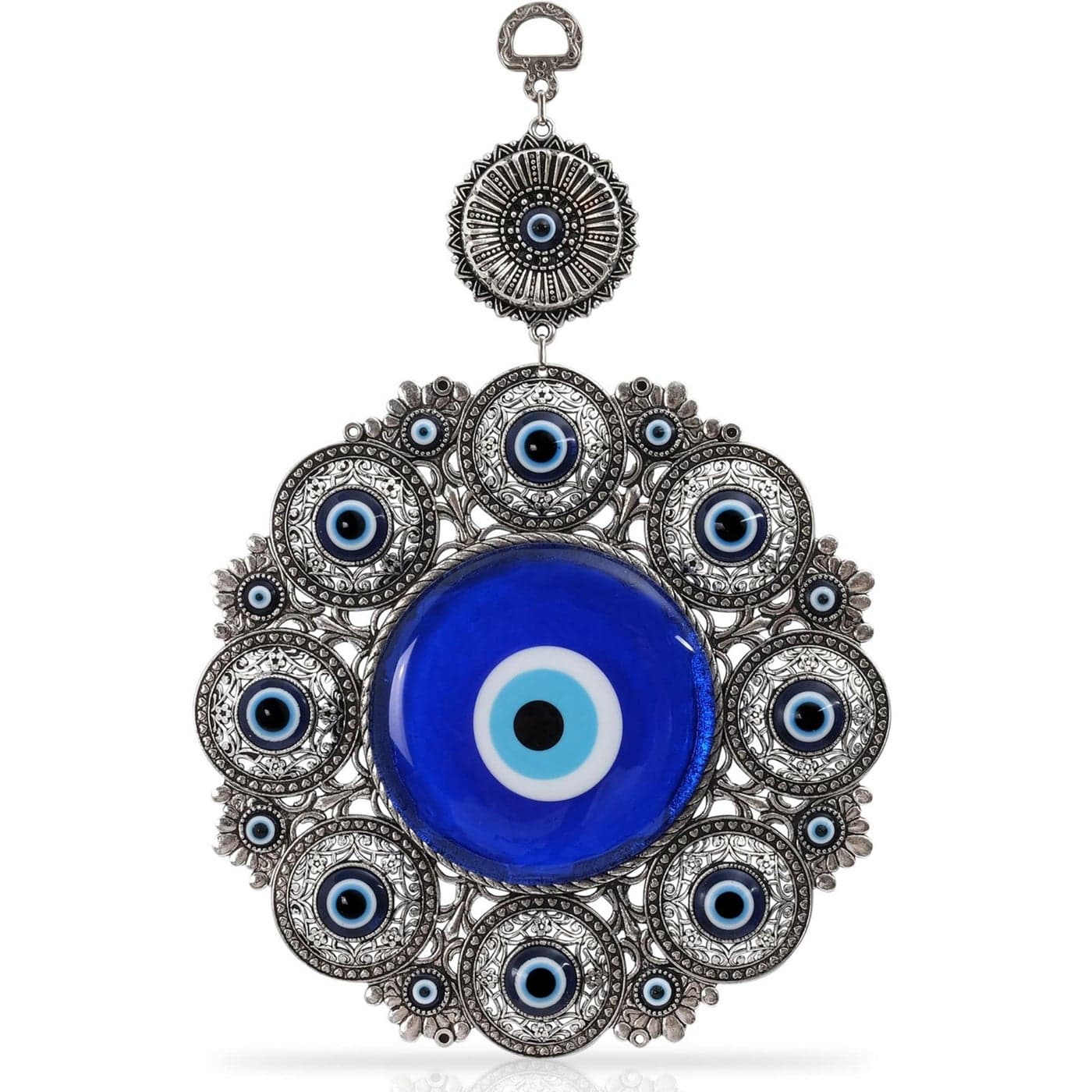 BCS XLarge Evil Eye Wall Decor 67 Metal Glass Turkish Greek Nazar Amulet Good Luck Protection Charm Handmade Hanging Ornament for HomeOffice Door Ojo Turco