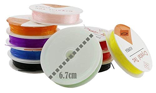 DIY Crafts Design No # 7, Pack of 10 Rolls, Colorful Jewelry Making Multi Purpose Elastic Stretch String Cord C(Design No # 7, Pack of 10 Rolls)