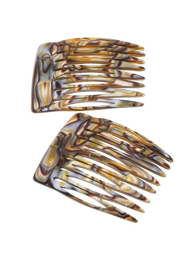 Paris CP2332/2 French Hair Side Comb Handmade Onyx, Small Twist Hair Decorative, Strong Hold Clips for Women Bun Chignon Up-Do Styling Girls Hair Accessories, Made in France