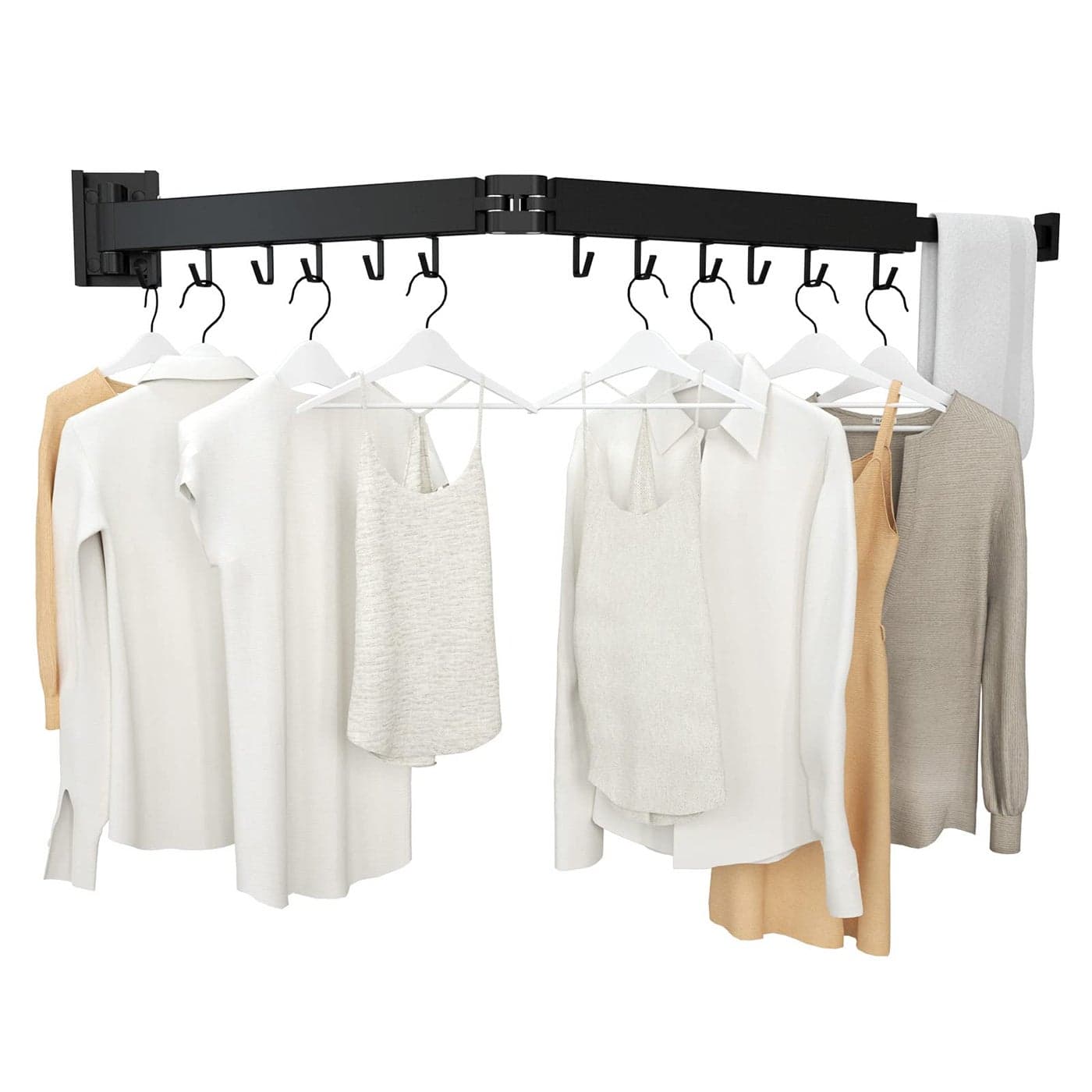 Kelisiting Wall Mount Clothes Drying Rack 2Fold Foldable Sturdy Laundry Drying Rack Wall Mounted No Drilling Space Saver for Laundry Balcony Bathroom Patio Dormitory ApartmentBlack