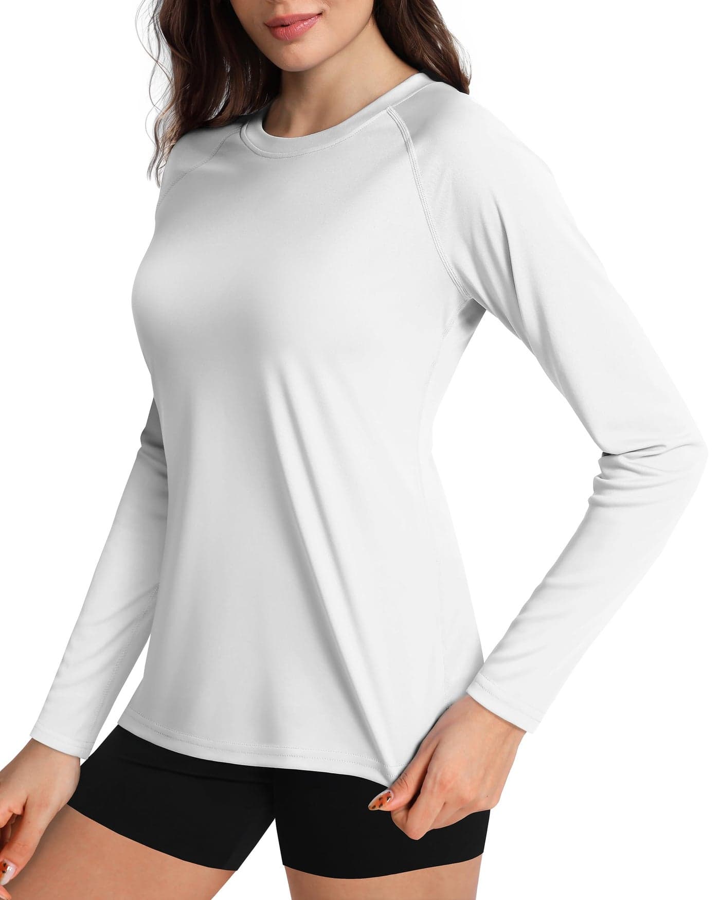 Boladeci Swim Shirts for Woman White Long Sleeve Sun Shirts Uv Protection Rash Guard SPF Cooling Workout XL