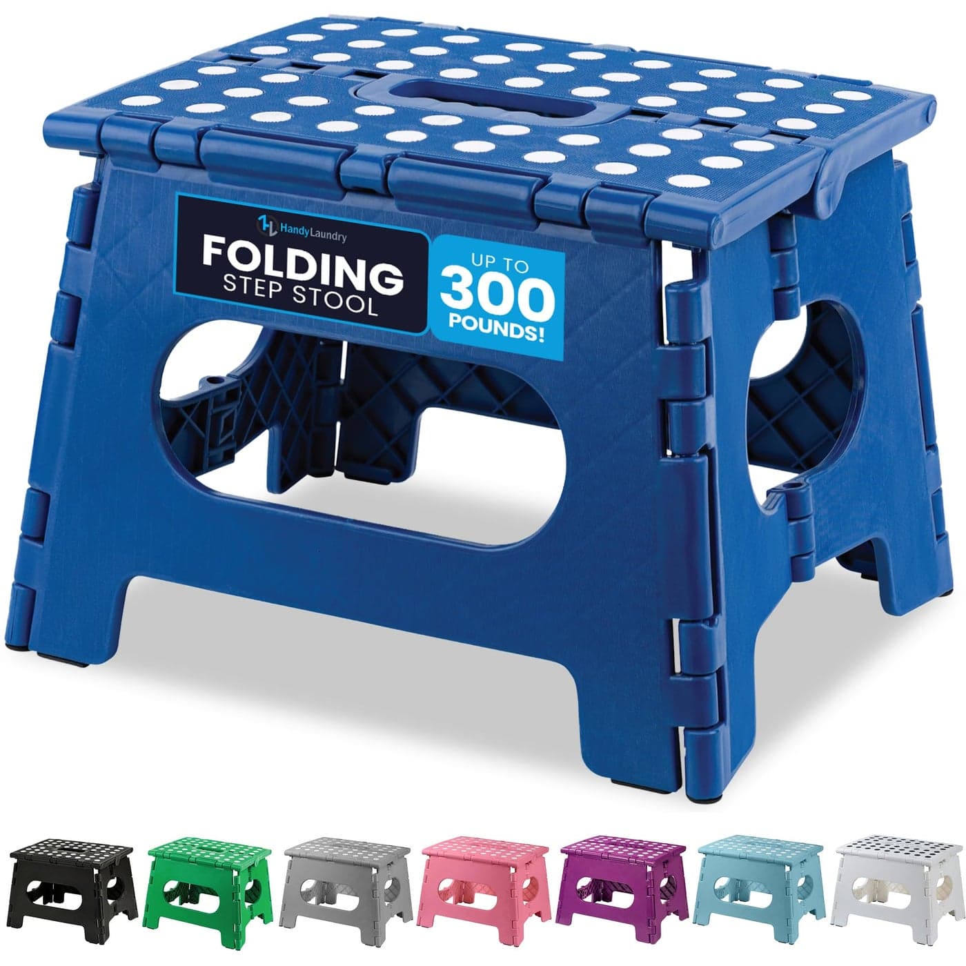 Handy Laundry Folding Lightweight Step Stool Sturdy Enough to Support Adults and Safe Enough for Kids Opens Easy with One Flip Great for Kitchen Bathroom or Bedroom Blue