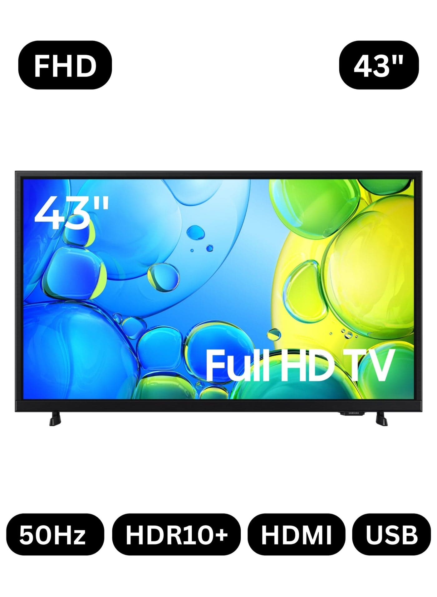 Samsung Television 43 Inch F6000F Full HD Resolution Smart TV (2025 Model) Bezel-less Design - 43" FHD Tizen OS, HDR10+, PurColor, OTS Lite Sound, Samsung Knox Security, Bixby, Ideal for Room, Office, & Small Spaces - 43F6000F Black