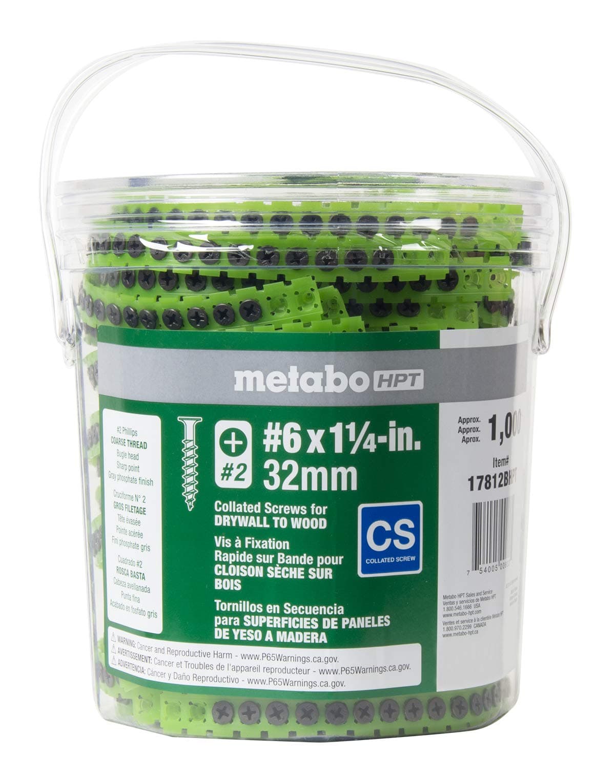 Metabo HPT 6 x 114in Bugle Coarse Thread Drywall Screws 1000 Count 17812BHPT