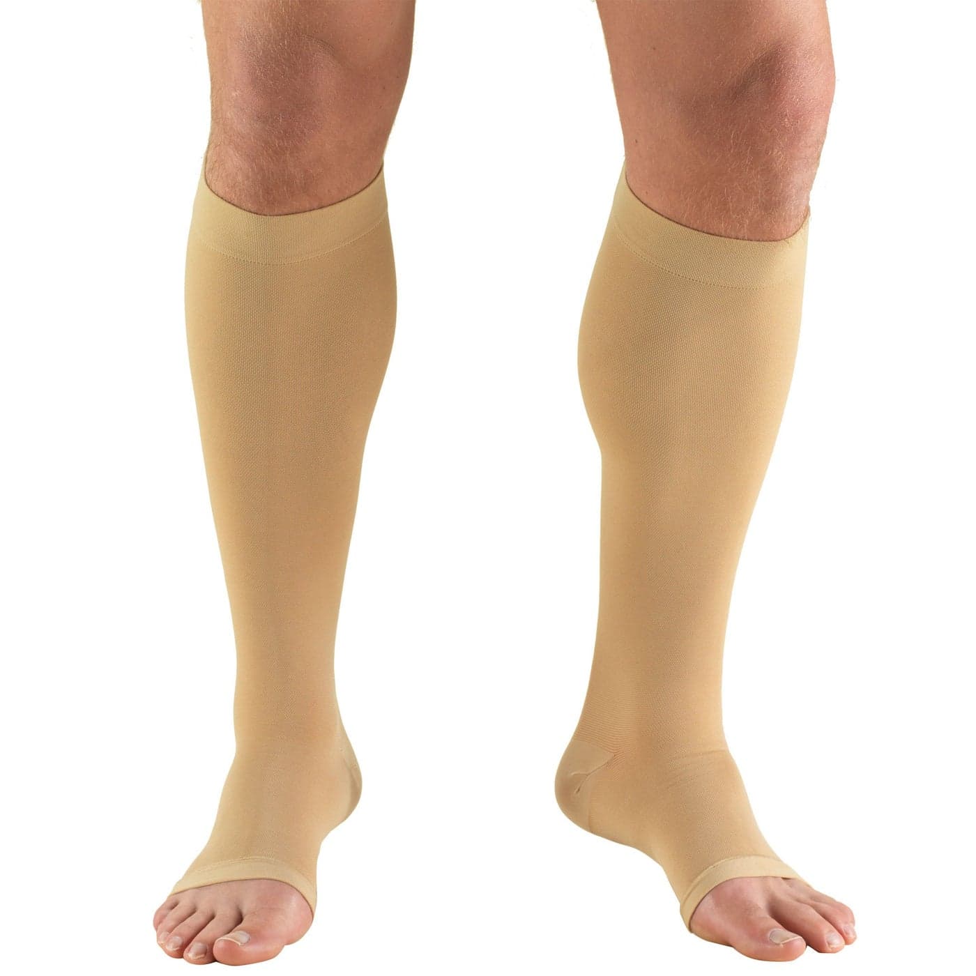 Truform 2030 Mmhg Compression Stocking for Men Women Knee High Length Open Toe Beige Large