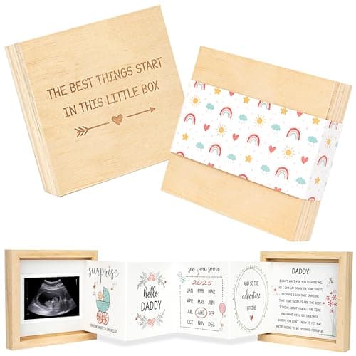 Blinking Stars Pregnancy Announcement For Dad, Baby Announcement Ideas- Baby Sonogram Picture Keepsake Wooden Box- Hello Daddy Pregnancy Reveal to Husband, New Dad To Be Surprise Gifts