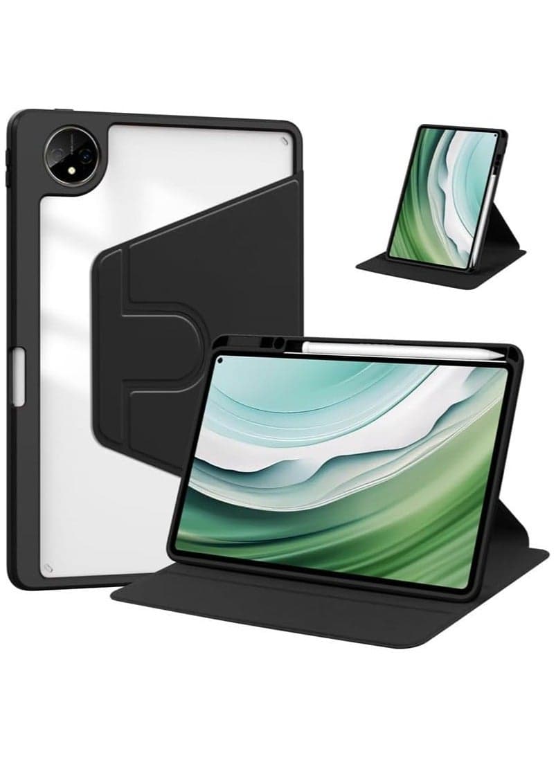 Clear Back Case Compatible with Huawei MatePad Pro 11 2022 with Pencil Holder, 360 Degree Swivel Stand Folio Flip Smart Tablet Cover Auto Sleep/Wake Tablet Case