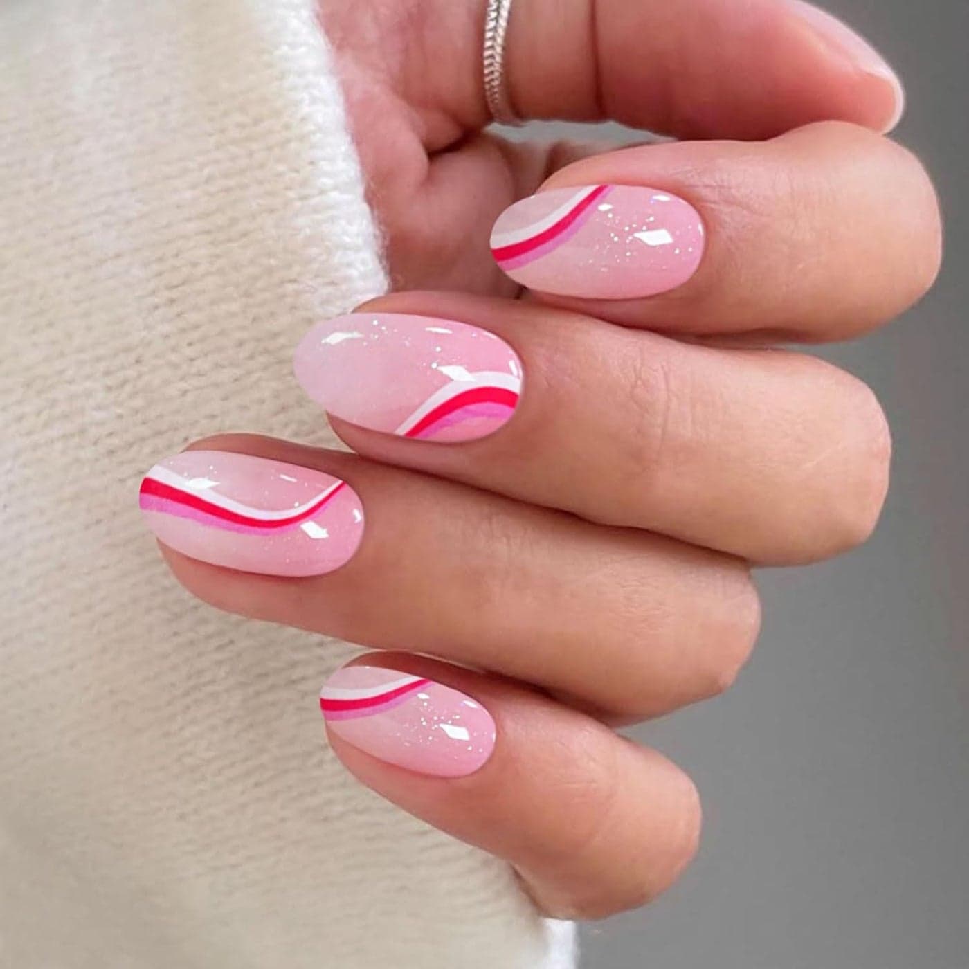 JMEOWIO Gel Nail Stickers Pink White French Tip Semi Cured Gel Nail Strips Wraps UVLED Nails Art Design Decoration Accessories
