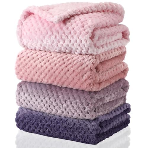 Frienda 4 Pcs Baby Fuzzy Blanket Fluffy Baby Blanket for Boys Girls Soft Warm Infant Newborn Toddler Receiving Nursery Bed Supplies 32 x 24 InchPink Color