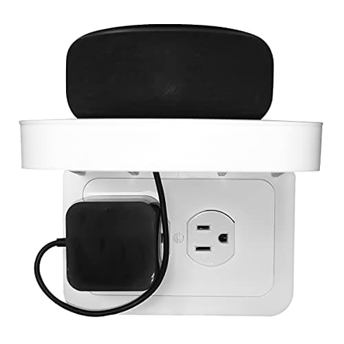 Outlet Shelf, Bathroom Wall Holder with Built-in Cable Management, Wall Organizer for Smart Home Decor Space Saving Electric Toothbrush Use as Echo Holder (Horizontal Duplex Standard, 1, Pack)