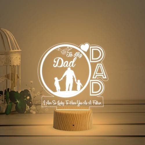 Gift Me Bazar to My Dad Acrylic Led Night Lamp with Warm White Light & On/Off Touch Button | USB Powered | Birthday Gift for Dad | Fathers Day Gift | Express Your Love for Dad