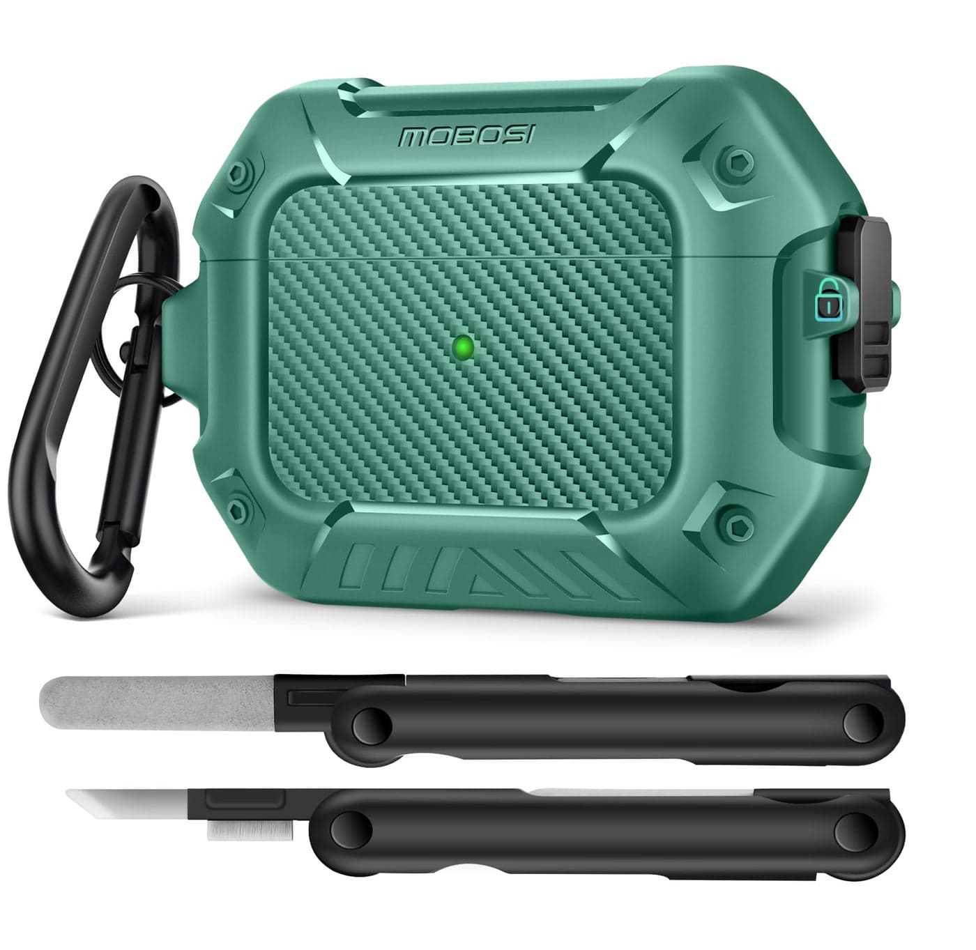 MOBOSI for Airpods Pro 2 Case, Compatible with AirPods Pro Case Cover 2nd/1st Generation with Lock&Keychain&Cleaner Kit, Full Body Shockproof Protective Hard Shell (2023/2022/2019), Light Green