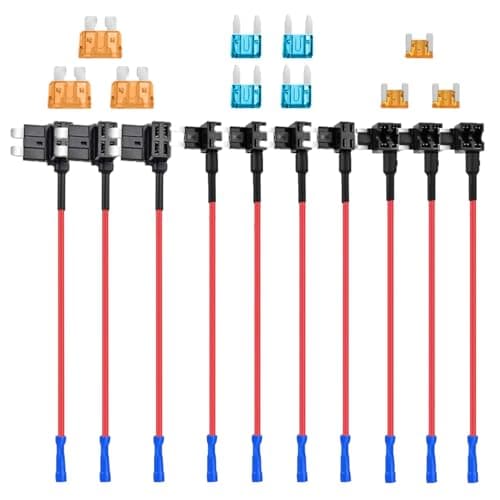 10PCS Fuse Tap Kit 12V Mini Standard Low Profile Car ATR Blade Fuse Holder Car AddaCircuit Fuse Tap Adapter with Blade Fuse Add On Dual Circuit Adapter Connector for Cars Truck Boat 3 Types