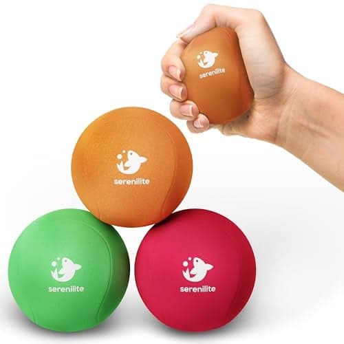 Serenilite 3 Ball Bundle Green Orange Red Stress Balls Anxiety Relief Items Grip Strength Trainer Meditation Accessories Physical Therapy Equipment Fidget Ball Stress Balls for Adults
