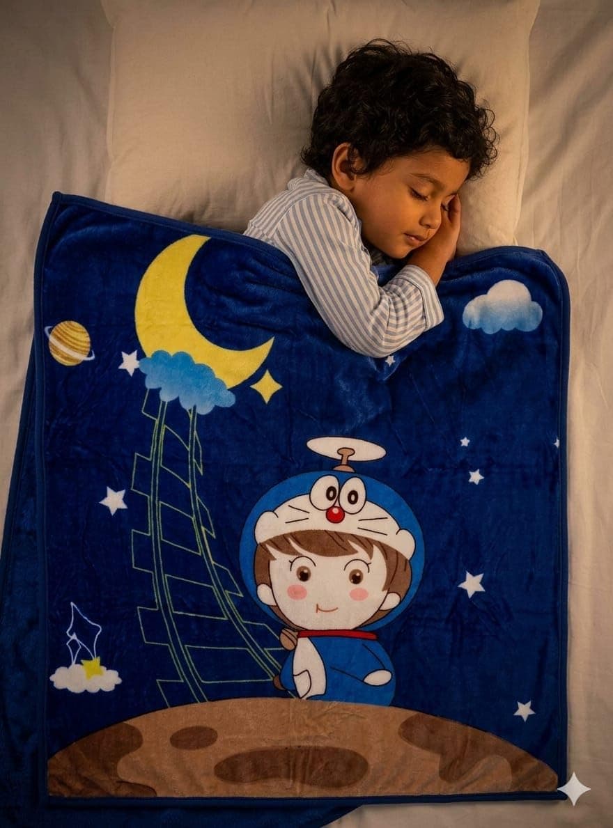 Butterthief Light Weight Cartoon Printed Blanket 100 x140 cm, 0-5 Years Soft Flannel for All Seasons Reversible Baby Blanket for Kids Toddlers New Born Boys & Girls