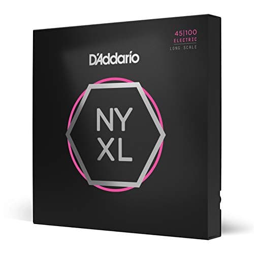 D'Addario Bass Guitar Strings, NYXL Nickel Plated, NYXL45100, Regular Light Gauge 45-100, Long Scale, 4-String Set, Pack of 1