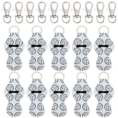 allydrew 10 Pack Chapstick Holder Keychain, Keyring for Lip Balm Lip Gloss Lipstick with 10 Pieces Metal Keyring Clasps, Volleyball