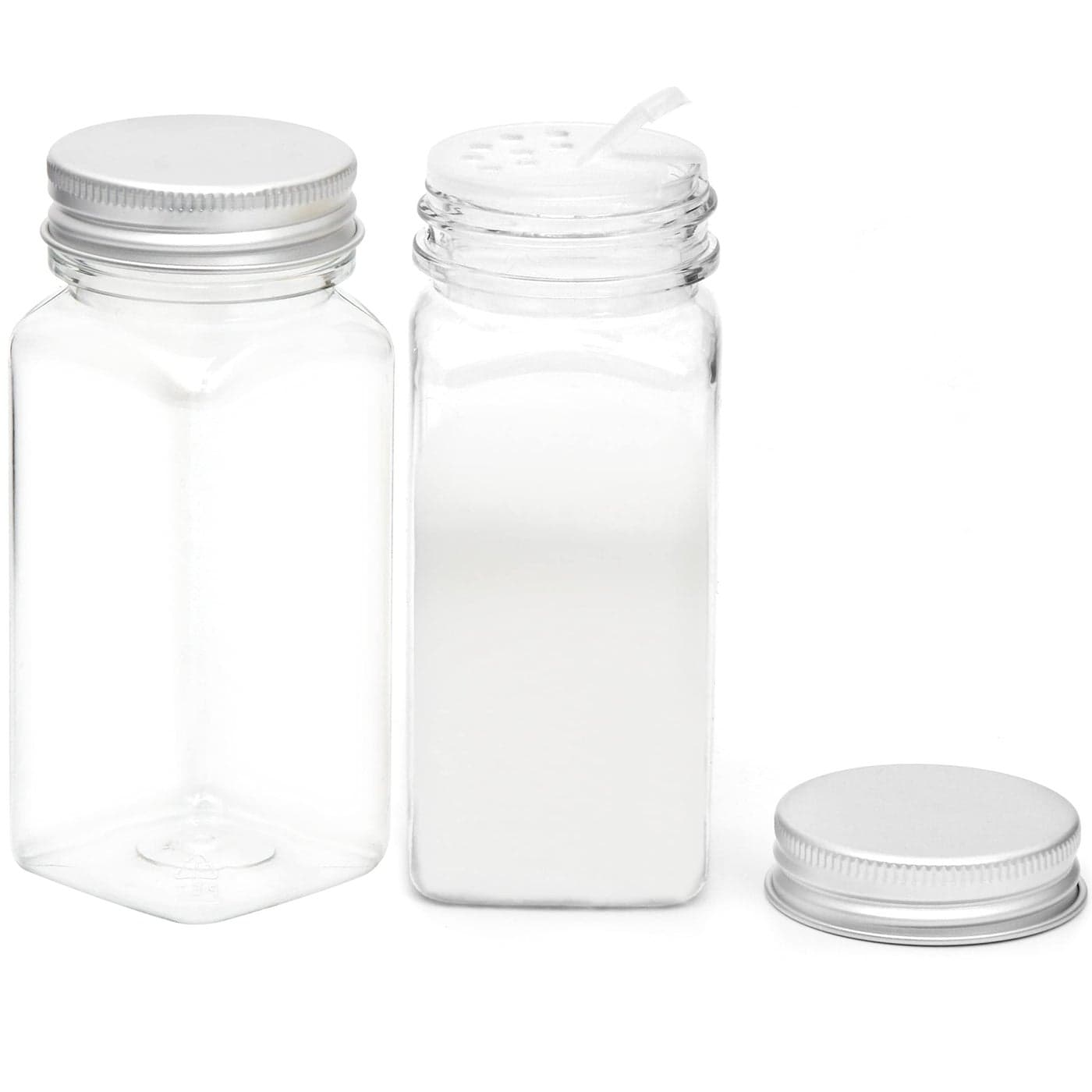 Youngever 12 Pack 5 Ounce Plastic Spice Jars Clear Spice Containers with Shaker Tops Square Spice Bottles