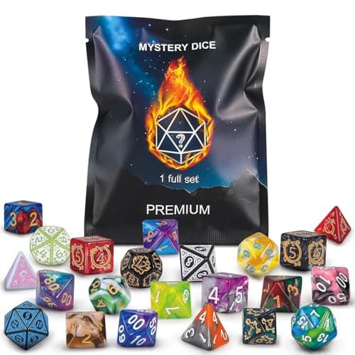 QMAY Polyhedral Dice 8PCS Mystery Dice Set Various Styles DND Dice Random DD Dice Patterns Dice Bag DND Gifts Suitable for Dungeons and Dragons RPG MTGRole Playing Table Game