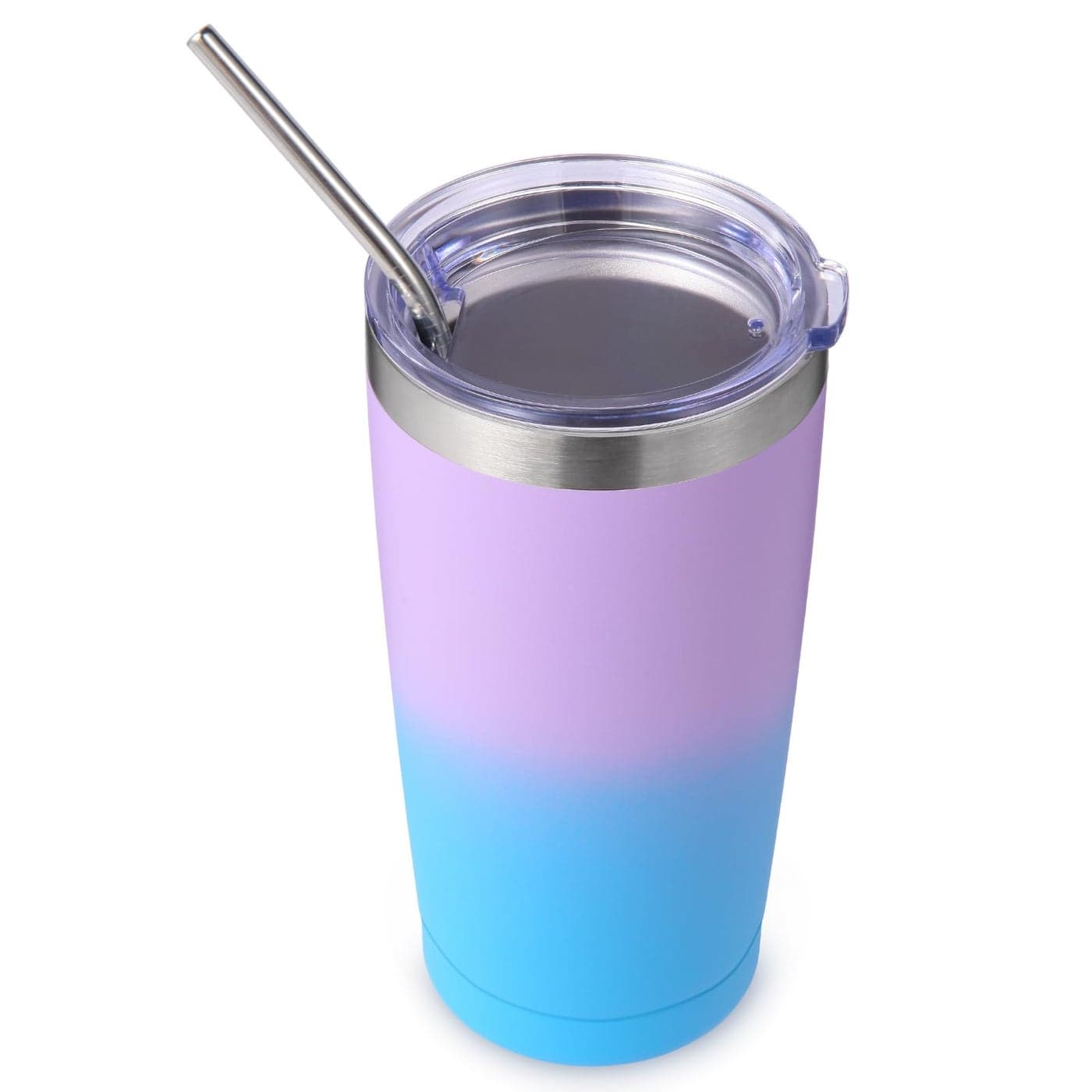 Volhoply 20oz Stainless Steel Tumbler with Lid and StrawDouble Wall Insulated Travel Iced Coffee Mug Fits Cup HolderPowder Coated Cups for Hot and Cold DrinksGifts for Women Menlavender1 Set