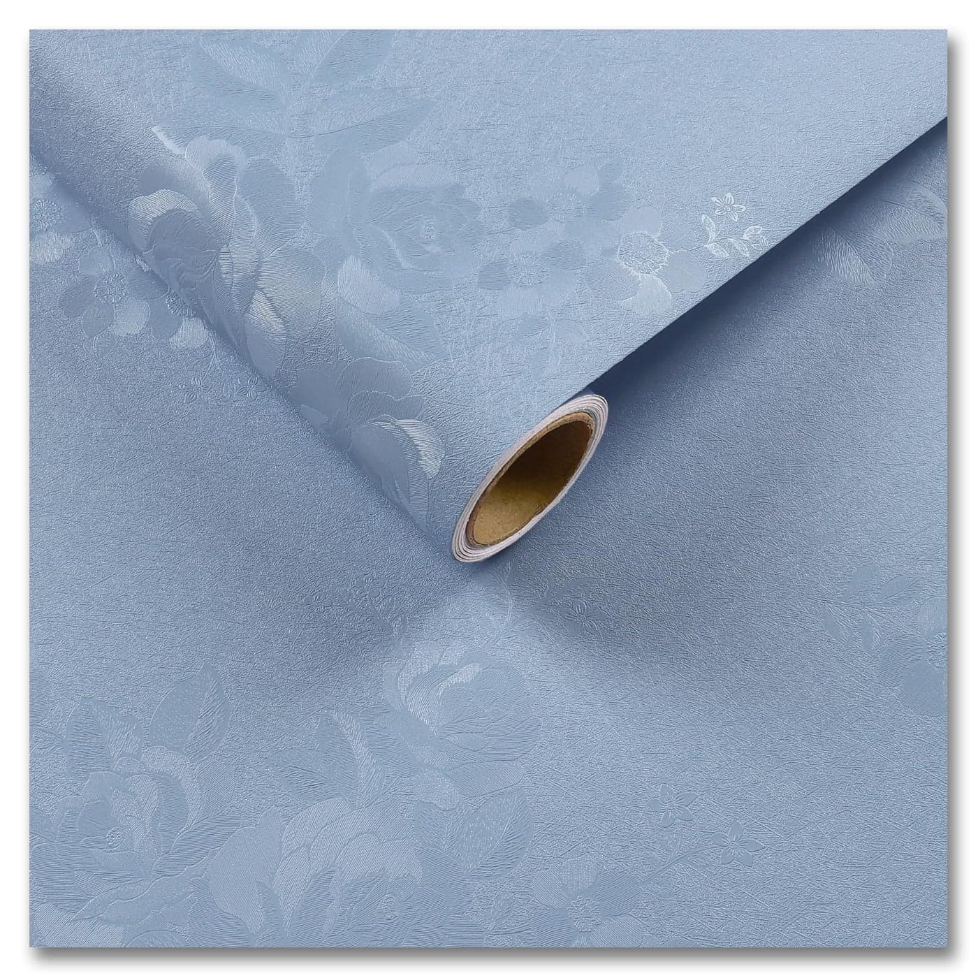 CRE8TIVE Light Blue Wallpaper Peel and Stick Textured Blue Contact Paper for Cabinets Drawers 12x80 Self Adhesive Removable Embossed Silk Baby Blue Floral Wallpaper for Girls Bedroom Bathroom Walls