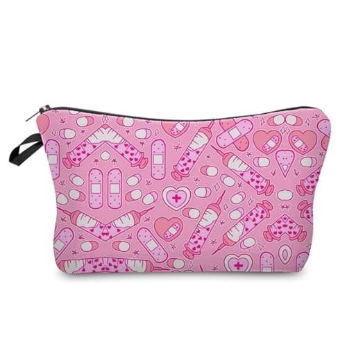 Livel lhood Pink Medical Assistant Cosmetic Bag Cute Makeup Bag Travel Toiletry Zipper Pouch Nurse Graduation Gifts Pink Medical Supply Makeup Bag for Nurse Women