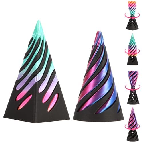 Pyramid Spiral Cone Toy Reversible Passthrough Sculpture for Calmness Relaxation Impossible 3D Printed Optical Illusion Gadget Fidget Desk Toy for Kids Adults