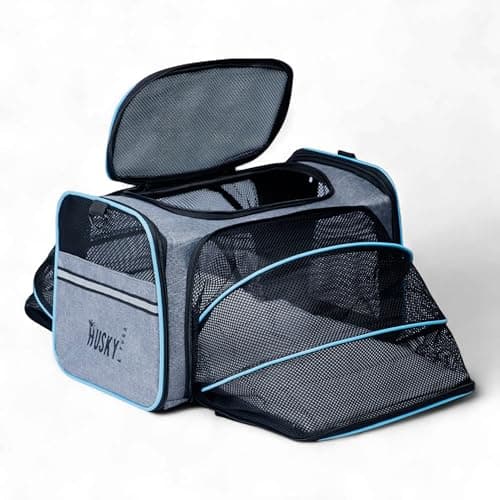 Husky & Purr BreezePod Cat Bag Carrier for Cats & Small Dogs | Airline Approved Expandable Pet Carrier | Breathable Anti-Scratch Cationic Polyester Dog Bag, Up to 9kgs