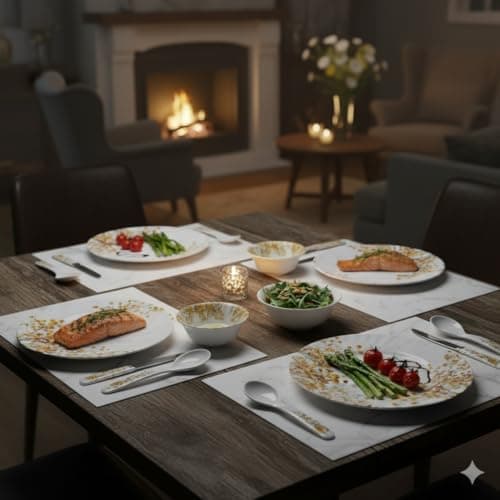 Thermador Pack of 12 Melamin Dinner Set | Durable Dinner Plates | Versatile Use for Gatherings and Gifts | Ideal for Families and Entertainers | Includes 12 Plates | Orange and White | 12 Pack