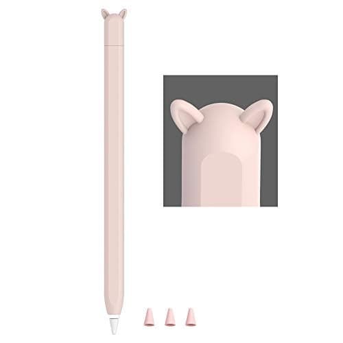 Cute Ear Case Silicone Skin Cover for Apple Pencil 2nd Generation, and Protective Nib Cover Accessories Compatible with iPad Pro 11 12.9 inch,Pink