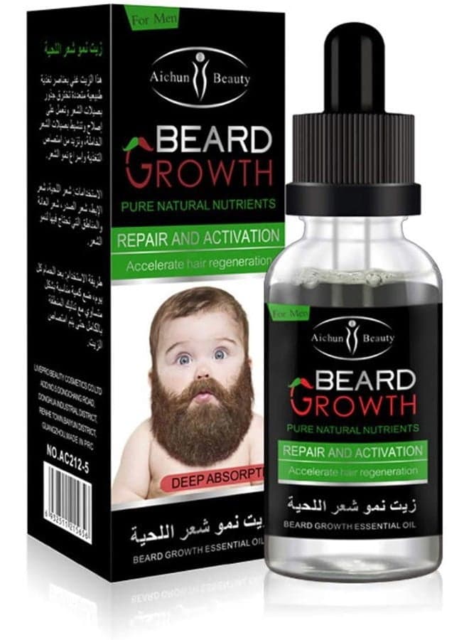 Aichun Beauty Beard Oil Mustache Hair Growth Pure Natural Nutrients Skin CleansingVitamins Grapefruit Seed Oil Ginger Andrea Hair Growth 30ml