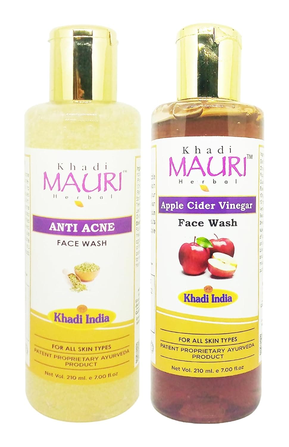 Khadi Mauri Anti Acne Apple Cider Vinegar face wash Pack of 2 420ml