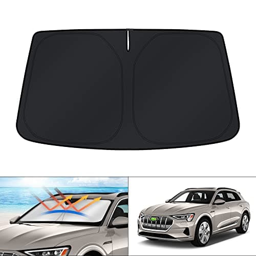 KUST Windshield Sun Shade for Audi Q8 E-Tron Accessories 2019-2024 2025 E Tron SUV Window Sunshade Sun Visor Protector Foldable Blocks UV Rays Keep Your Car Cooler (Not for Audi e-tron GT Q4 Q5)