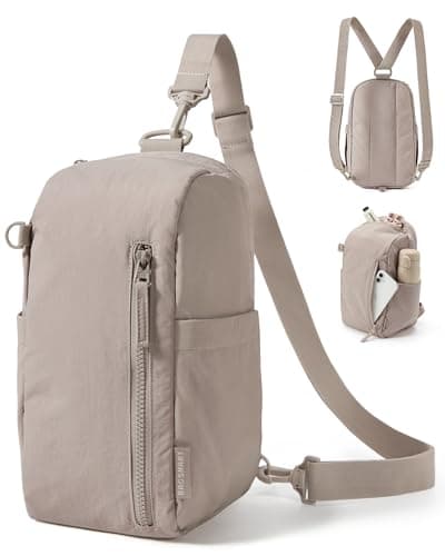 BAGSMART Small Sling Bag for Women Fast Track Crossbody Bag Mini Backpack purse for Daily Travel Gym Camel
