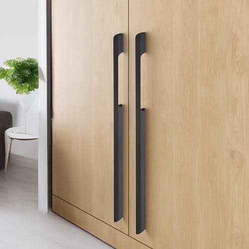 LAPO 2 Piece Cabinet Wardrobe Handle 18 Inch, Long Pull Handle for Wardrobe with Comfy Grip, Aluminum Handle for Kitchen, Bedroom, Office, Cabinet Wardrobe with Screws (Black, 450mm (18 inch) M-FB