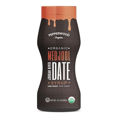 Organic Medjool Date Syrup 14 Ounce (400g) - 100% Pure Jordan River Medjool Dates - Non-GMO, Kosher - by Pepperwood Organics