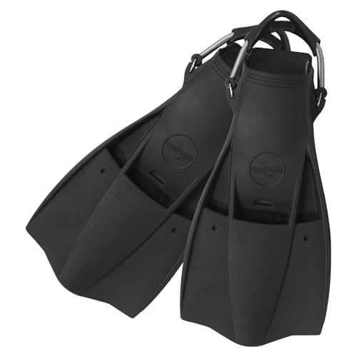 SAEKODIVE Triton Rubber Fins - Adjustable Stainless Steel Spring Straps - Scuba Diving and Snorkeling Gear for Adults (XL, Black)