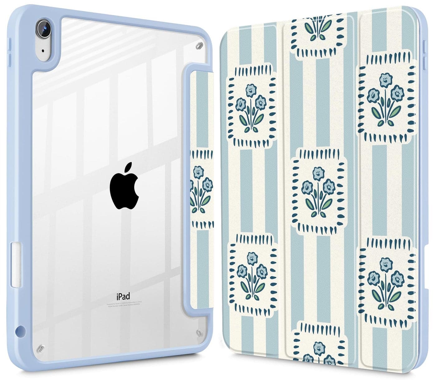Mektron Case for 2025 iPad 11 inch (A16 Chip) 11th Gen Fit iPad 10th Gen10.9 inch 2022, Buit in Pencil Holder with Shockproof Cover Clear Shell + Trifold Stand, Patchwork Floral