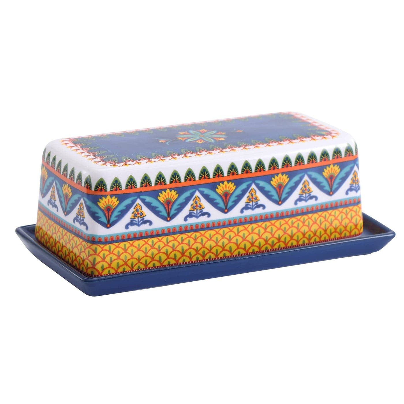 Bico Havana Ceramic Butter Dish with Lid Butter Keeper for Counter Kitchen Dishwasher Safe