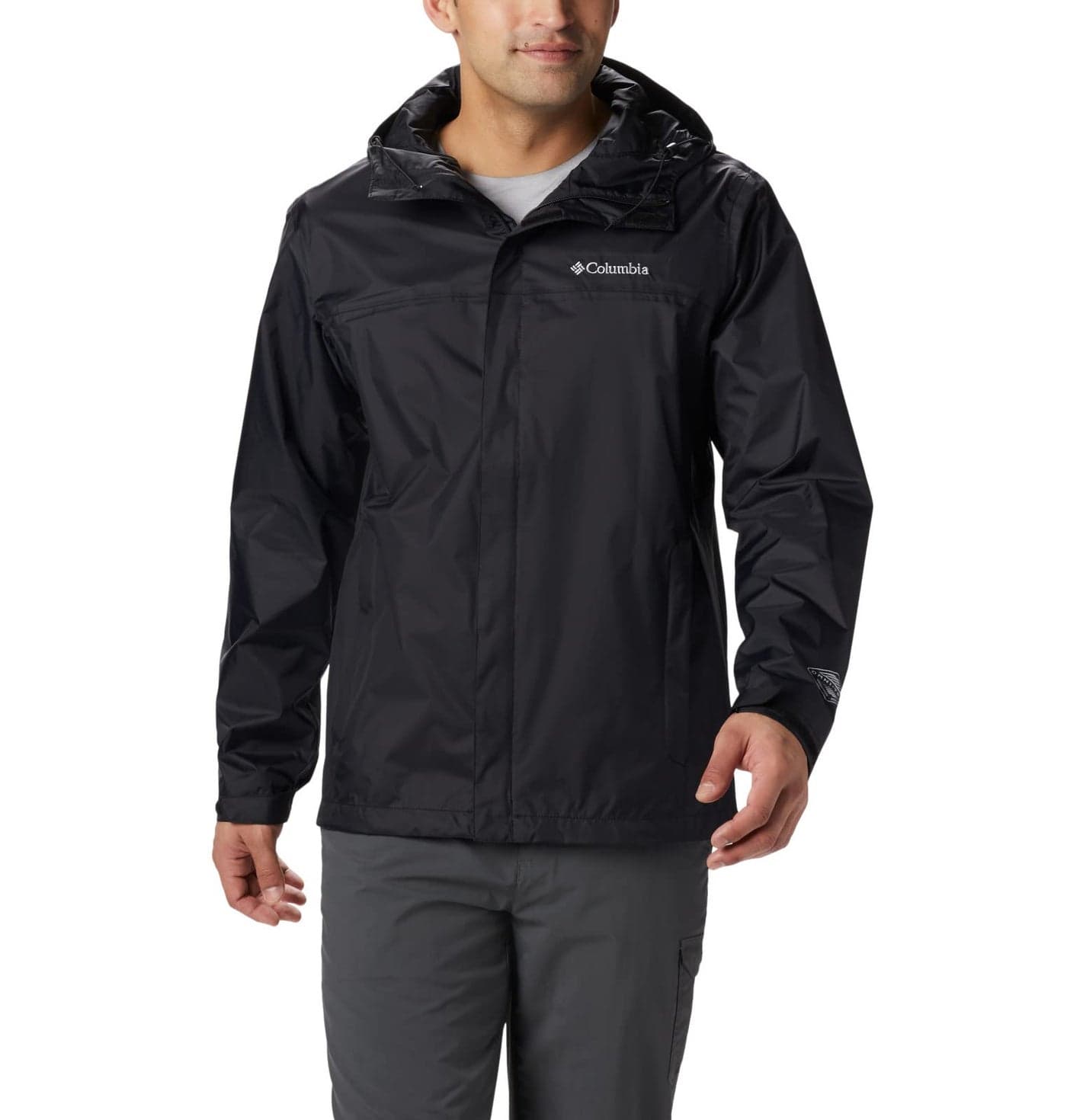 Columbia Men's Watertight II Front-Zip Hooded Rain Jacket, Black, Medium