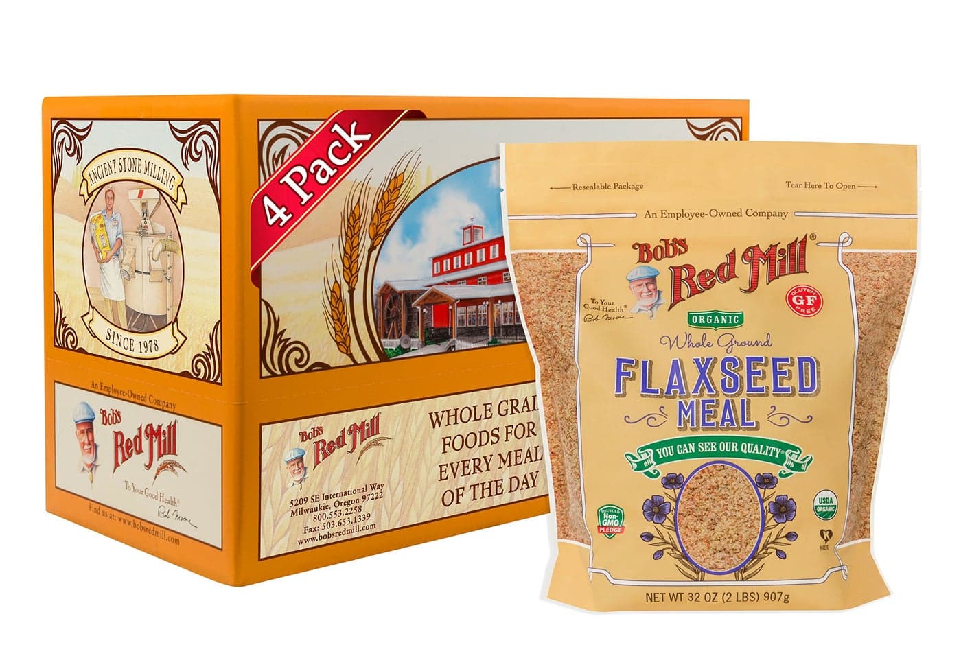 Bob's Red Mill Organic Brown Flaxseed Meal, 32-ounce (Pack of 4)