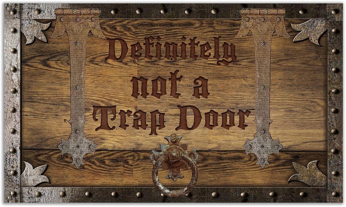 KIYIYZER Definitely Not A Trap Door Door Mat Funny Entrance Welcome Outdoor Indoor Mats Home Decor Housewarming Gift 17 x 29 Inches